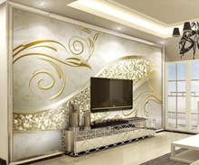 beibehang Custom wallpaper 3d mural abstract European pattern pearly gold yellow 3d stereo TV background wall papers home decor 2024 - buy cheap