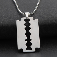 Fashion Punk Stainless Steel Razor Blades Pendant Necklaces Men Jewelry Cool Steel Male Shaver Shape Necklaces long necklace 2024 - buy cheap