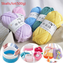 5balls/lot Soft Thick Cloth Fabric Strip Yarn 100% Polyester DIY Knitting Blanket Cushion Carpet Handbag Crochet Cloth Yarn 500G 2024 - buy cheap