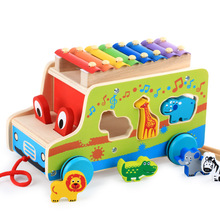 Crianças instrumento musical caixa de brinquedo de madeira xilofone 8-nota instrumento de música brinquedos reboque forma do carro reconhecer brinquedos para crianças 2024 - compre barato