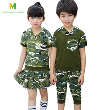 Summer children clothes sets boys cotton T shirt+shorts girls Tess+skirts 3-11T kids camouflage clothing sets child hooded sets 2024 - buy cheap