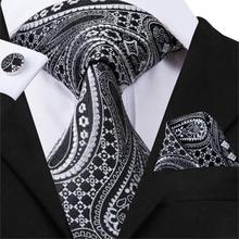Hi-Tie 2018 New Arrival Necktie For Man Classic Casual Style Black Jacquard Woven Ties Set Suit Business Wedding Party 2024 - buy cheap