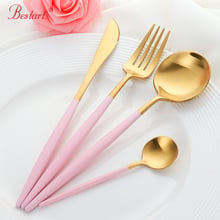 4 Pcs /Set Pink Gold Cutlery Set Food Stainless Steel Table Knife and Fork Spoon Tablespoon Dinnerware Sets Kitchen Tool 2024 - buy cheap