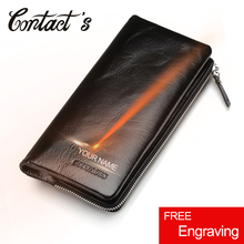 New Cowhide Leather Men Wallet Zipper & Hasp Wallet For Men Fashion Long Phone Wallet Man's Clutch Card Holder Coin Pocket 2021 2024 - buy cheap