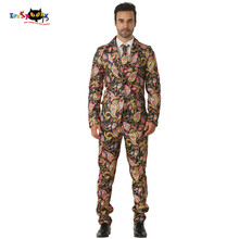 CRAZE 2018 Black Gold Abstract Floral Suits Men Halloween Costumes Blazer Cosplay Fashion Suits Carnival Party Club Outfit 2024 - buy cheap