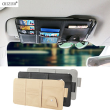 Universal Car Auto Sun Visor Organizer Holder PU Leather Case For Card Glasses Money Documents Zipper Storage Bag CHIZIYO 2024 - buy cheap