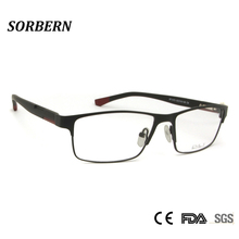 Sorberna óculos de grau masculino, armações de óculos de liga metálica com acetato retangular de prescrição, masculino nerd 2024 - compre barato