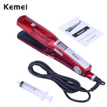 KEMEI Professional Steam Hair Straightener Ceramic Vapor Flat Iron Steampod Straightening Comb Brush Hair Iron Tool chapinha 2024 - buy cheap
