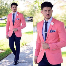 Rose Formal Tuxedos Fashion Men Suits 2 pieces (Jacket + Pants + Tie + handkerchiefs) custome Man Terno Slim Fit Wedding Party 2024 - buy cheap