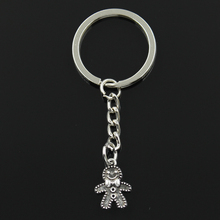 Fashion 30mm Key Ring Metal Key Chain Keychain Jewelry Antique Bronze Silver Color Gingerbread Man Cookies 18x12mm Pendant 2024 - buy cheap