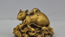 Fengshui-lingote de monedas de latón, Estatua de la suerte de animales, ratones, ratas, dinero, riqueza, china 2024 - compra barato