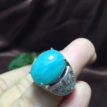 Real And Natural Amazonite Ring Man ring Free shipping 925 sterling silver 13*18mm gem For men Fine handworked jewelry 2024 - buy cheap