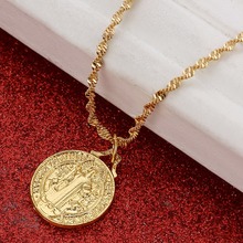 Gold Color Catholic Saint Benedict Round Medal Pendant Necklaces Catholicism Jewelry Gifts 2024 - buy cheap
