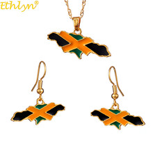 Ethlyn Jamaica Drop Oil Map/Flag Earrings Necklaces Pendants Gold Color Jewelry Sets for Women Celebration Gift   S218 2024 - buy cheap