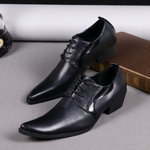 Мужская обувь; черные туфли-оксфорды из натуральной кожи на высоком каблуке с квадратным носком; Мужские модельные туфли без застежки; мужские туфли для выпускного; zapatos hombre 2024 - купить недорого