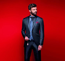 2019 Handsome Wedding Suit Navy Blue Men Suits For Wedding Slim Fit One Button Groomsmen Tuxedos Two Pieces (Jacket+Pants) 2024 - buy cheap