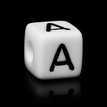 DoreenBeads Hot Sale Acrylic Spacer Beads Cube White &Black Letter "A" About 10mm( 3/8") x 10mm( 3/8"), Hole: 3.6mm, 100 PCs 2024 - buy cheap