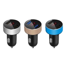 Round Screen Dual USB Port Digital Red LED Voltage Current Display Car Charger For Cell Phone 2024 - buy cheap