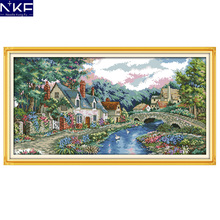 NKF The Peaceful Countryside Pattern DIY Handmade Craft Needlework Cross Stitch Set Embroidery Kit for Stitching Home Decoration 2024 - buy cheap