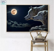 SPLSPL Howling Wolf Animals Canvas Art Picture Moon Night Landscape Hd Print Wall Home Decor Poster and Painting Without Frame 2024 - buy cheap