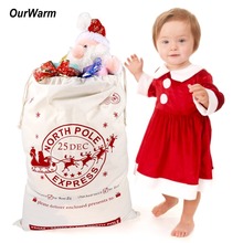 OurWarm 5pcs Christmas Gift Big Bags 50X70cm Hessian Burlap New Year Sacks Sturdy and Thick Canvas Santa Bags with Drawstring 2024 - buy cheap