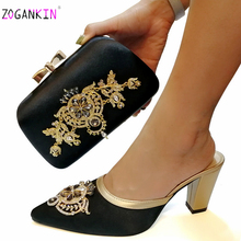 Super High Sexy Ladies New Arrivals Matching Shoes and Bag Set In Heels Matching Shoes and Bag Set for African Party in Black 2024 - compre barato