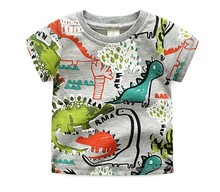 Camiseta de manga curta de 100% algodão, de marca de alta qualidade, estampa de dinossauro jurassic world, roupas para crianças 2024 - compre barato