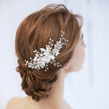 SLBRIDAL Handmade Crystal Rhinestone Pearls Flower Wedding Hair Comb Bridal Headpiece Hair Accessories Women Bridesmaids Jewelry 2024 - buy cheap