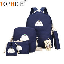 TOPHIGH-mochila escolar de nailon para niñas y adolescentes, morral de viaje informal con dibujo de nubes 2024 - compra barato