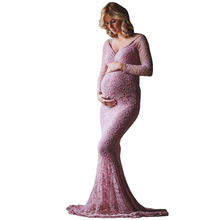 Vestido de maternidade para sessão de fotos, acessório para fotografia de maternidade, vestido maxi sem ombro 2024 - compre barato