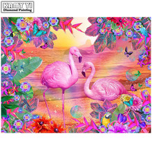 5d diy bordado diamante ponto de cruz flamingo completo quadrado/redondo mosaico de diamante pintura de diamante decoração hyy 2024 - compre barato