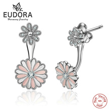 Eudora Sterling Silver Daisy drop Earring with Crystal flower fashion pink white color Earings Fine Lady Jewelry Charm Gift CYE7 2024 - buy cheap