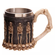 New Resin Stainless Steel Skull Drinking Mug 3D Skull Spine Tankard Horror Decor Coffee  Mug Halloween Birthday Gift 2024 - buy cheap