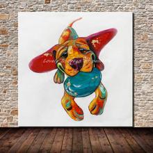 Pintura al óleo de animales modernos sobre lienzo, arte Pop para decoración de pared, cuadro de Perro abstracto moderno 2024 - compra barato