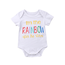 Newborn Baby Boy Girl Cotton Bodysuit Short Sleeve Letter Rainbow Print Playsuit Clothes Outfit Cute Summer Fashion Wholesale 2024 - buy cheap