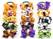 500pcs Halloween carnival hair bows clip boo spook Hair Tie Rope cartoon 3"  pumpkin Hair bobbles Elastic Hair Band WS008 2024 - buy cheap