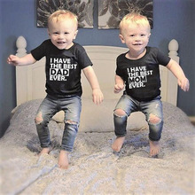 I Have The Best Dad & I Have The Best Mom Kids Tshirt Kid Baby Boy Girl T-shirt Summer Short Sleeve Twins Matching Tops Cute Tee 2024 - compre barato