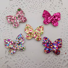 80pcs/lot 2x2.5CM Padded Shiny/Glittered Butterfly Appliques Mix Five Colors for Bows 2024 - buy cheap