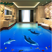 beibehang Large Custom Wallpaper Mural Aesthetic Dolphin Underwater World 3D 3D Bathroom Floor Tile Painting 2024 - buy cheap