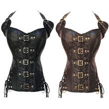Espartilho steampunk couro falso modelador de corpo, espartilhos corseletes de cintura, bustiers, sexy, bukle-up, modelador gótico, punk alta qualidade 2024 - compre barato