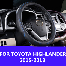 Volante cobre trança de couro macio no volante do carro acessórios interiores para toyota highlander 2015-2018 2024 - compre barato