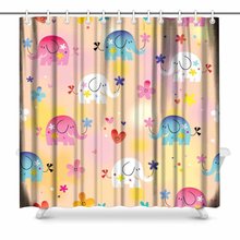 Aplysia Cute Baby Elephants Pattern Polyester Fabric Bathroom Shower Curtain Set 72 Inches 2024 - buy cheap
