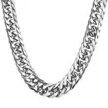 Granny Chic 16/19/21mm Mens Chain Heavy 316L Stainless Steel Silver(Color) Cut Double Curb Link Rombo Necklace Wholesale 2024 - buy cheap