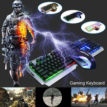 V1 luz de fondo con cable iluminado teclado ergonómico USB de Gaming + 3200DPI ratón óptico Kit PC Gamer Juegos de ordenador portátil 2024 - compra barato