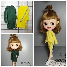 Casual Long-sleeve T-shirt and Skirt Fashion Girl Clothes for Doll yellow/green Hoodie for blyth,OB24,Azone 1/6 Doll Accessories 2024 - buy cheap