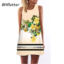 BHflutter Floral Print Casual Chiffon Dress Women New Style 2018 Sleeveless Tank Summer Dress Brief Mini Party Dresses Vestidos 2024 - buy cheap