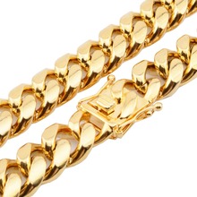 16mm Wide Strong Men's Cuban Miami Link Necklace 316L Stainless Steel Cool Clasp Gold Casting Curb Chain Biker Jewelry 7-40inch 2024 - buy cheap