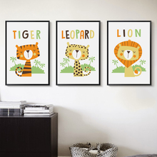 07G Cartoon Animal Lion Tiger Leopard A4 A3 Canvas Art Painting Print Poster Picture Children's Room Home Wall Decoration Murals 2024 - buy cheap