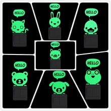 Glow in the Dark Cartoon Animal Switch Sticker for Kids Room Wall Decoration Cat/Rabbit/Duck/Pig/Bear/Dog/Frog, Green/Blue Light 2024 - buy cheap