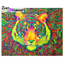 Ever Moment Diamond Painting Handmade Full Square Drill Colorful Tiger 5D DIY Rhinestone Hobby Art Diamond Embroidery ASF1652 2024 - buy cheap